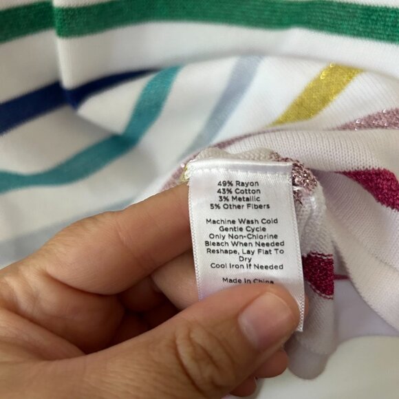 Talbots Sleeveless Top Womens Small Petite Metallic Striped Knit Round Neck - Picture 5 of 6